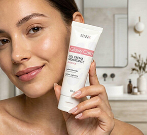 Mujer sosteniendo Glowy Care Cream